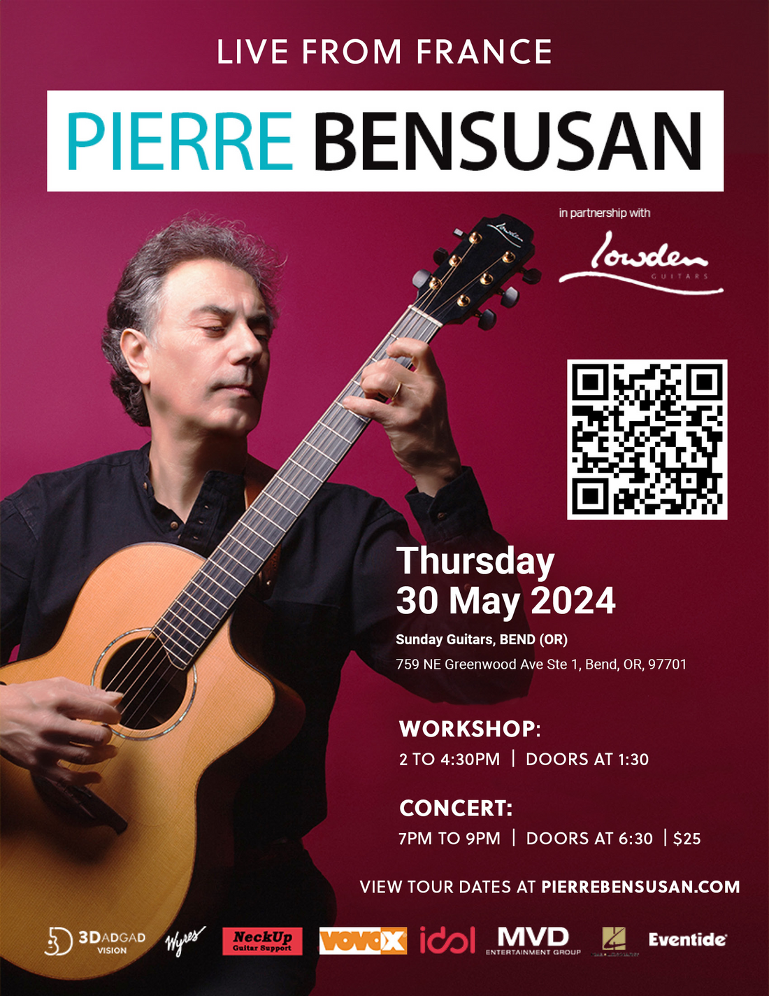 Pierre Bensusan - Concert and Workshop on May 30!