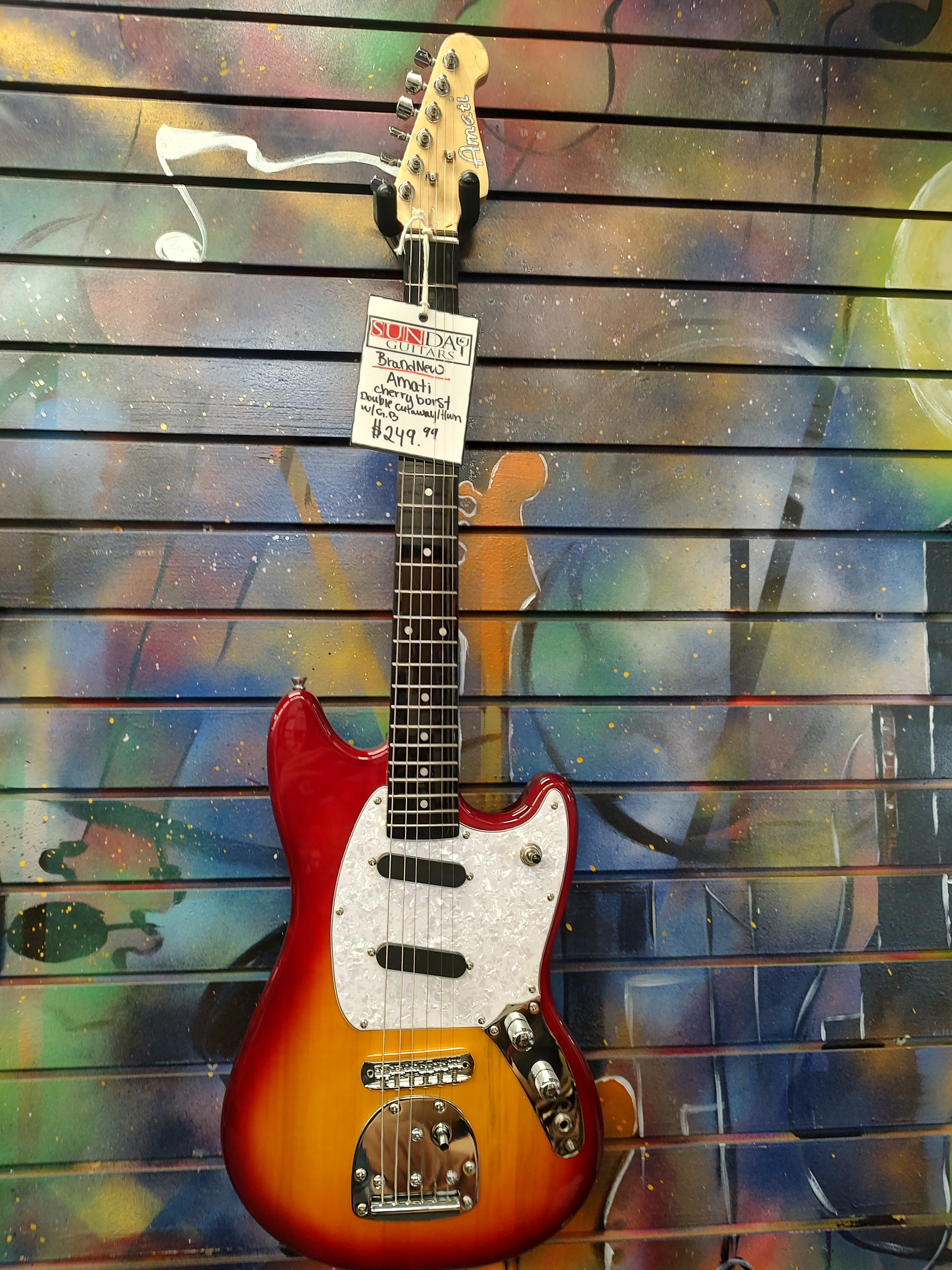 Amati Cherry Sunburst Double Cutaway Hum W/GB