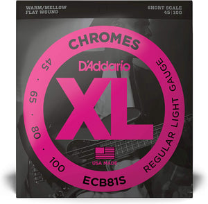D'Addario ECB81S Chromes Bass Guitar Strings 45 100 Short Scale
