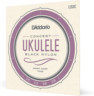 D'Addario EJ53C Pro Arté Rectified Concert Ukulele Strings, Black Nylon