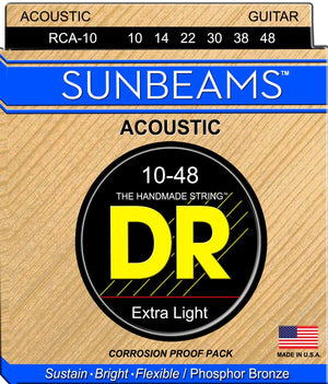 DR RCA10 Extra Light Sunbeams Phosphor Bronze Acoustic Guitar Strings