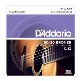 D Addario EJ13 Custom Light 80 20 Bronze 11 52 Acoustic Guitar Strings