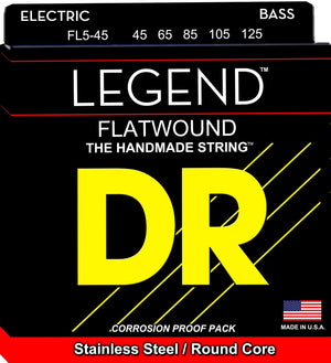 DR FL545 Legend Flatwound 5 String 45 125 Electric Bass Strings