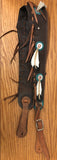 Custom Made Leather Guitar Strap with Feathers and Suede Fringe
