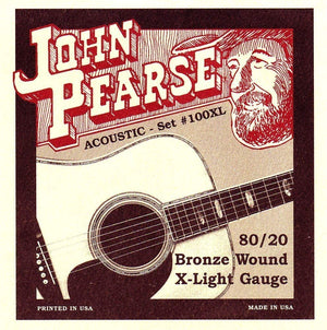 John Pearse 100XL Bronze Wound Extra Light Standard Acoustic Guitar Strings